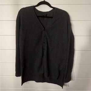 Forte 100% Cashmere Dark Gray Button-Up Cardigan
